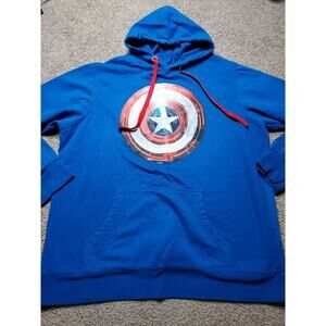 Marvel Captain America Hoodie ~ Blue Pullover Sweatshirt ~ Men's Size XL - 46/48